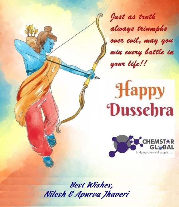 <a href="/chemstarglobal/">Chemstar Global Products LLP</a> wishes everyone a very Happy &amp; Prosperous Dussehra. May truth always triumph over evil!!
#dussehra #vijayadashami #chemstar #chemstarglobal