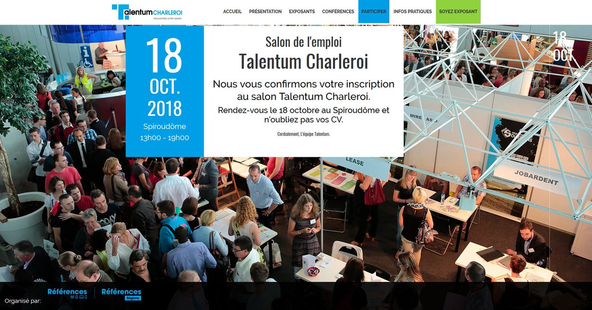 TechnoCampusBe's tweet photo. Ce 18 octobre 2018 @TechnoCampusBe est au @SalonEmploi @TalentumRegions #Charleroi (#Spiroudôme) de 13h00 à 19h00 >>> Parking Spiroudôme à votre disposition.
#AdéquatIntérim #ALDI #AlstomBelgium #Aperam #CroixRougeBelgique #Explort #GroupeRossel #Jobmatch #Tibi https://t.co/VLmshckanV