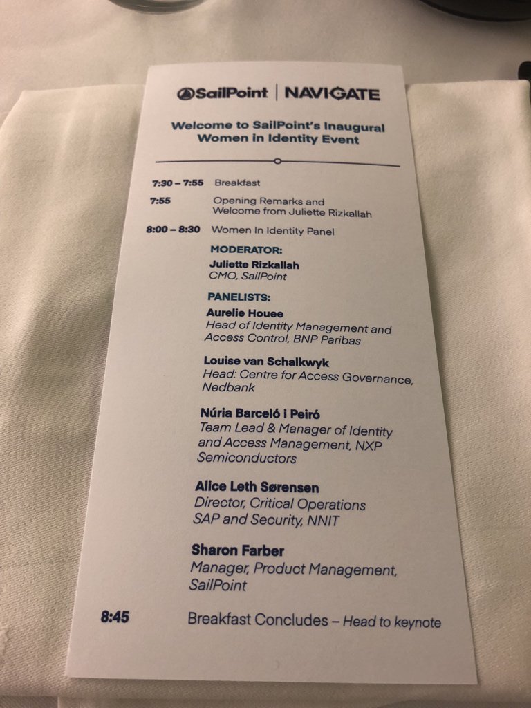 Terkild's tweet photo. Good and relevant discussion on stage at the women in Identity session @WomeninID #identity #SPNav18 @SailPoint @juliettesultan https://t.co/0cqmaRFtzY