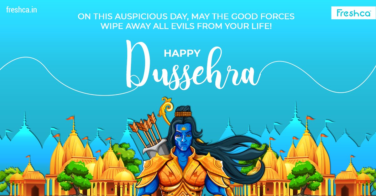 FreshcaOfficial's tweet photo. Today, let us all start a fresh year while you leave all the evil deeds in the past and move ahead with a positive view.
Freshca wishes you all Happy Dussehra!
#Freshca #Dussehra #Ramayana #Festival #Celebration #Happiness #HappyDussehra https://t.co/Hn5rILbKpc