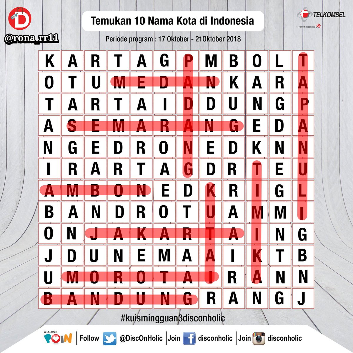 rona_rr11's tweet photo. @DiscOnHolic Ambon, Bandung, Jakarta, Kutai, Medan, Morotai, Padang, Semarang, Tapanuli, Timika #kuismingguan3disconholic 
Yuk ikutan @Wulandari32Arya @Jsetya_ @yulia_buchori @Imnurulfauziah @ulfa_nuraisah https://t.co/aeHNWNB6eW
