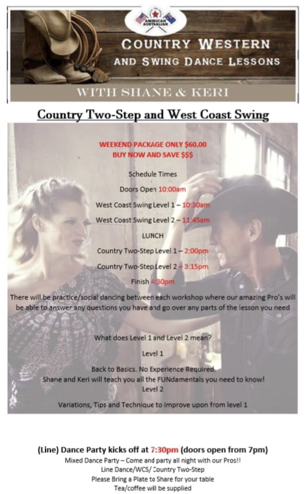 shanekeridance's tweet photo. Get ready for the next Country Music Festival! THIS weekend in Melbourne... Join us for a hellovaโ good time โจ๐ค โจ#shanekeridance #countryswing #countrytwostep #countrymusic #countrymusicfestival #westcoastswing https://t.co/WeTqkwI6H6