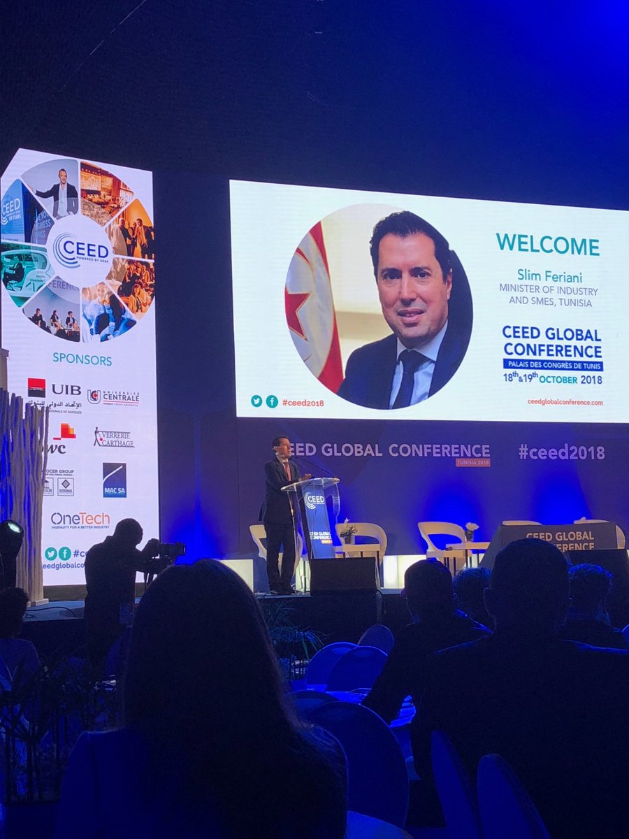 bbmrzli's tweet photo. “SME’s &amp; Enterpreneurs, Tunisian founders are the backbone of the Tunisian economy” the opening speach of the Minister of industry &amp; SMEs of Tunisia, Slim Feriani #ceed2018 https://t.co/HFlNTZVsMr