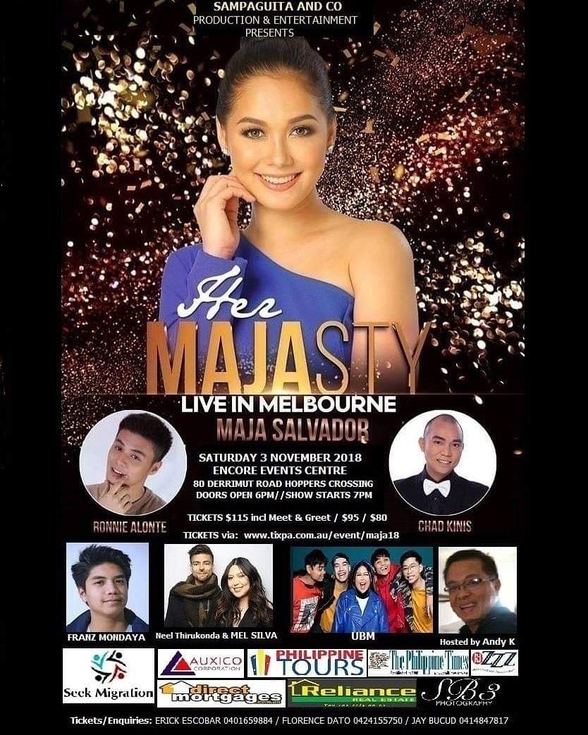 SeekMigration's tweet photo. We are proud major sponsors and Migration Agents of Her Majasty Live in Melbourne. Featuring @dprincessmaja, @iamr2alonte and @chadkinis.
3 Nov 2018.
For tickets pls visit https://t.co/mWerivcCV6
#SeekMigrationApproved #SeekMigration #HerMajasty #MajaSalvador #DancePrincess https://t.co/6XhG8qea5m