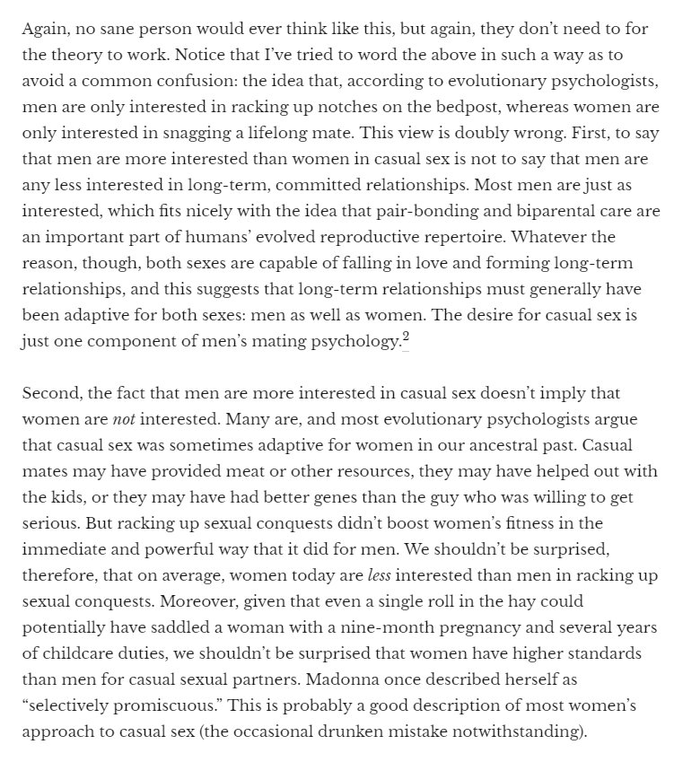 SteveStuWill's tweet photo. Does evolutionary psychology claim that men are promiscuous, women monogamous? Nope! Anyone who says it does just doesn't know the field. https://t.co/A58b4mRhlO HT @Quillette

From my new book The Ape That Understood the Universe https://t.co/vTCEhDPmsN https://t.co/MUhhZkNafM