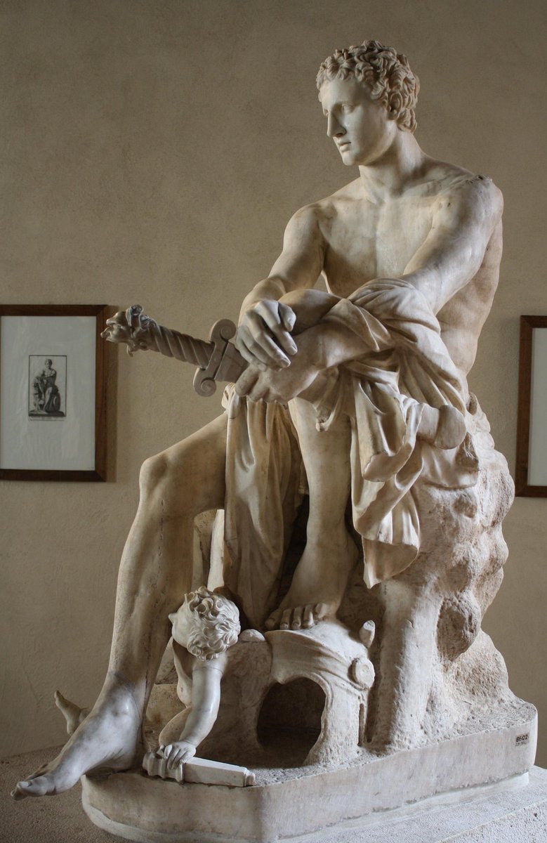 TheancientWorl1's tweet photo. A marble #statue of a seated #Ares, #Greek_god of war. #Eros plays at the god's feet. The #sculpture goes back the the 2nd century BCE.
Location: (Palazzo Altemps, #Rome)
#Roma #Ancient_World #Ancient_Rome #sculpture #Roman_God https://t.co/1kOJXOrbpY