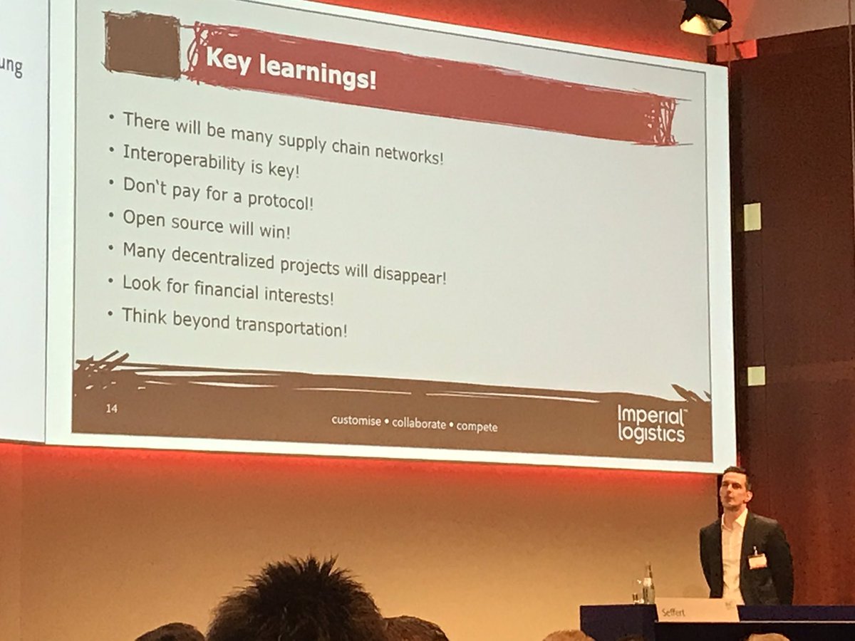 GablerRomy's tweet photo. #dlk18 Florian Seffert @taxi4110 from @Imperial_Logist gives great insights about their Supply #Blockchain and the key learnings from this new level of #automation. https://t.co/s5ZqALBK5w
