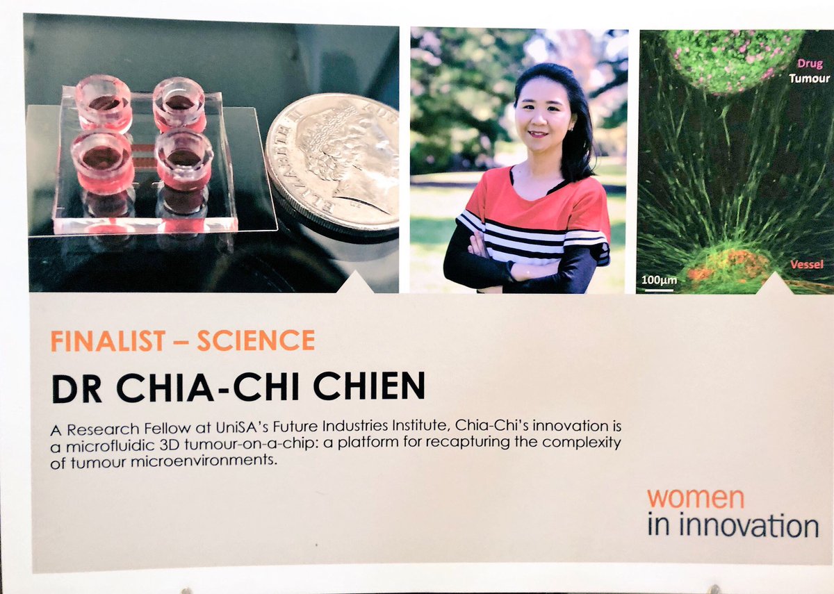 SR_Carruthers's tweet photo. Honoured to present the science award at the #winnovationSA awards on behalf of @SAEnvirWater. Congrats to Dr Chia-Chi Chien from @UniversitySA for her work on tumour microenvironments. #womeninSTEM https://t.co/MucQ9RSowB