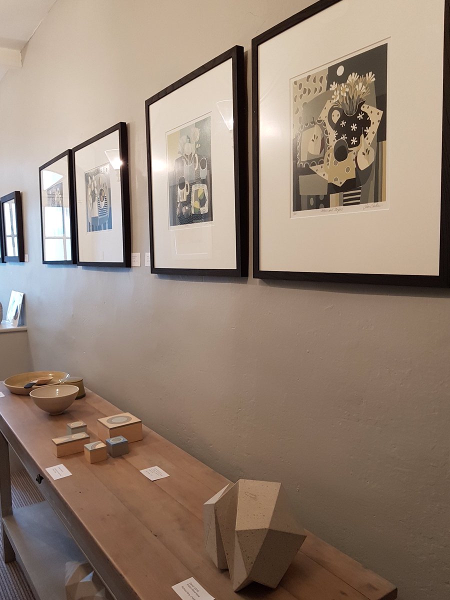 Gallery57art's tweet photo. Lino cut prints @JaneWPrintmaker, ceramics @JSarreCeramics, carved spoon #markreddy, hand painted wooden boxes @vanessadesign8, stone sculpture @richardperryart #makingarrangementsexhibition #arundelwestsussex https://t.co/vZM3P4ZAxj