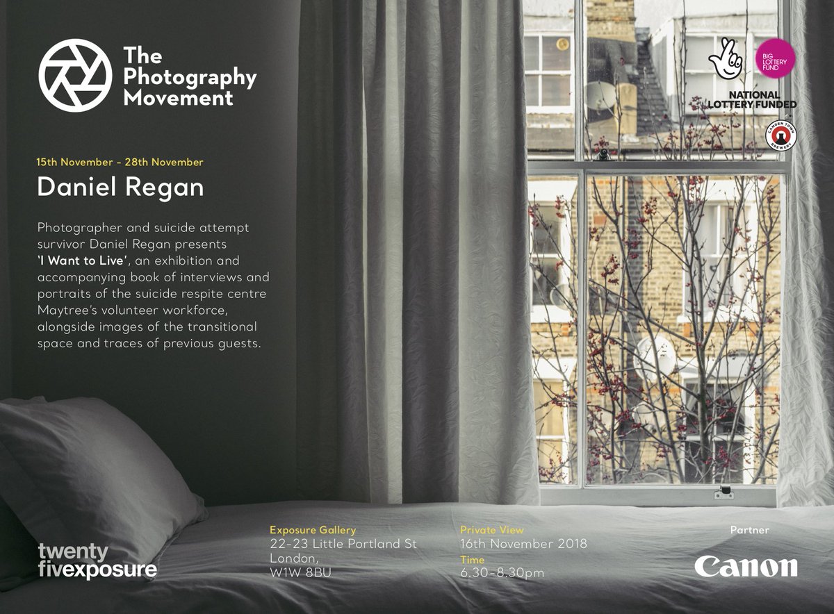 Happy to announce that the I Want to Live project will be on show at Exposure Gallery (central LDN) as part <a href="/TCPM2017/">The Photography Movement</a>'s series of shows exploring photography &amp; #mentalhealth. Join me at the launch on Nov 16th! @MaytreeSavingLi <a href="/Zer0Suicide/">Zero Suicide Alliance</a> <a href="/theCALMzone/">CALM</a> <a href="/Angelasamata/">Angela Samata DL CF</a>