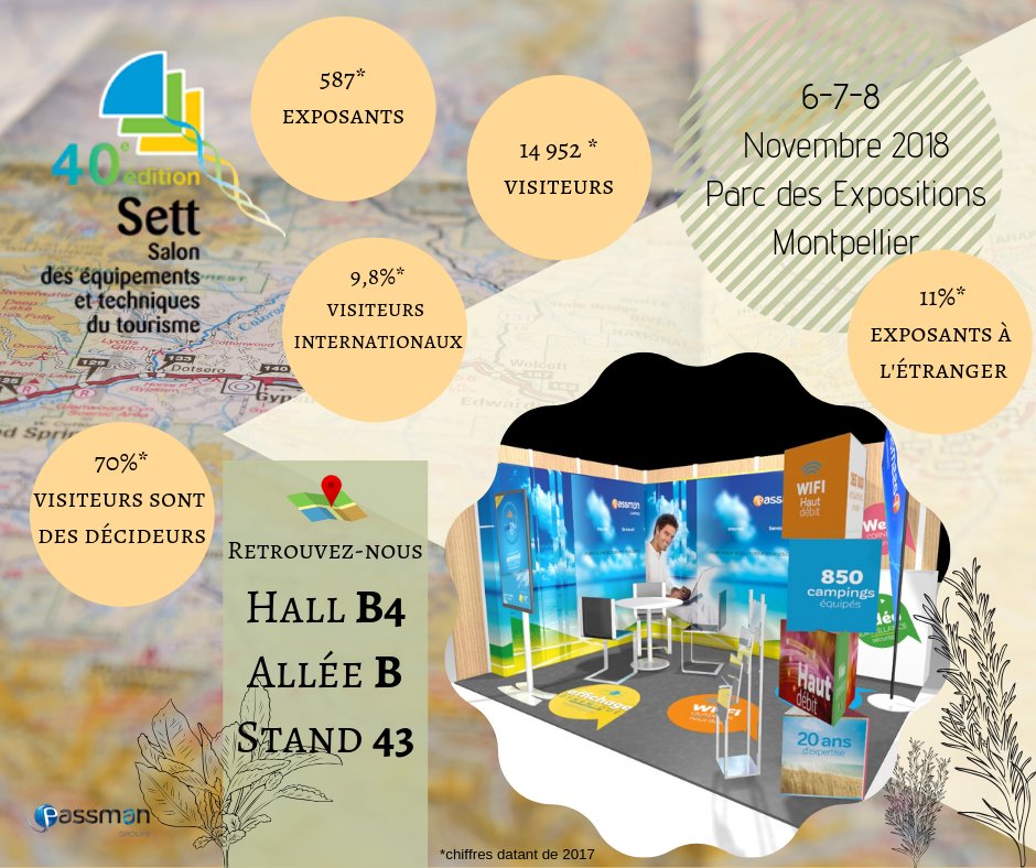 Retrouvez-nous au "Salon des équipements et des techniques du tourisme" pour sa 40 éme édition à Montpellier. L'équipe Passman est impatient de vous accueillir au hall B4/Allée B/ Stand 43 durant ces trois jours du 6 au 8 Novembre. 

Lien programme SETT:  salonsett.com/fr/visiter/pro…