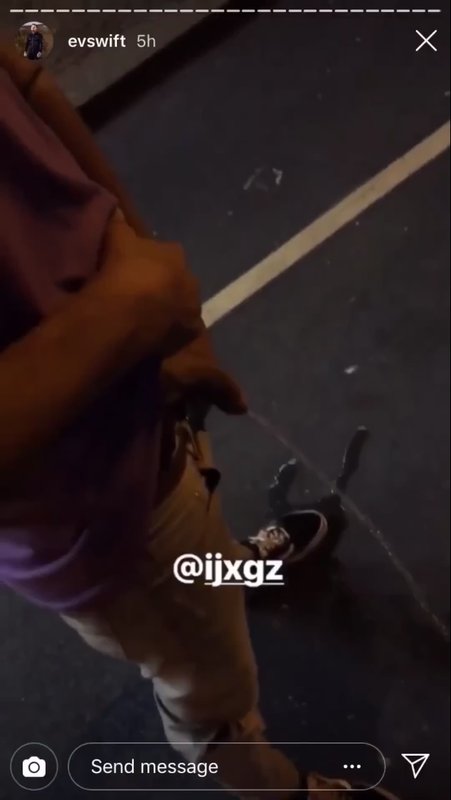 CelebWanker's tweet photo. One for all of you #piss lovers. Check out #Isaac from #BBUK taking a piss in the street. Loving the cockiness, the fact he's wet his shoe, and not to mention the massive tool. #BBIsaac https://t.co/SXBrzUD6AQ