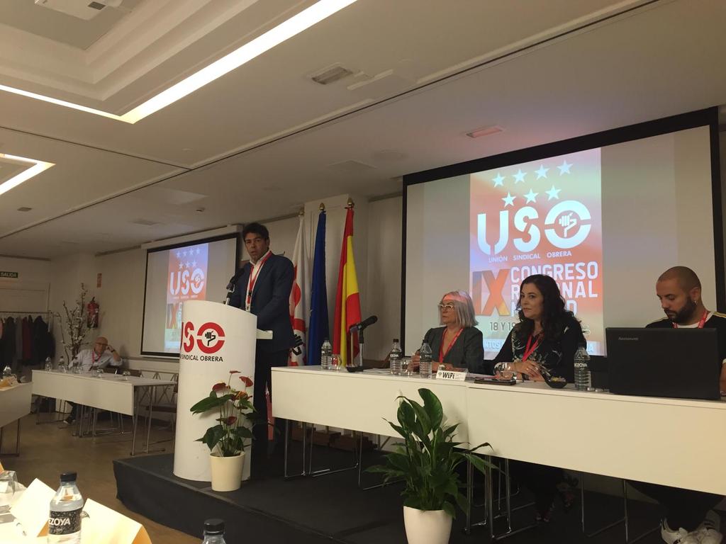 'Nostalgia porque hace ya muchos años, yo empecé mi carrera sindical en esta Unión'. #JoaquínPérez, SG de #USO, en la apertura del Congreso Regional de @USO_madrid