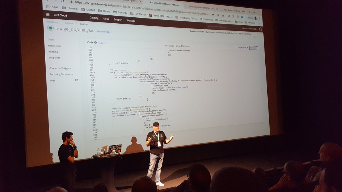What a team! <a href="/fernando_cejas/">Fernando Cejas</a> and <a href="/tsuedbroecker/">Thomas Südbröcker</a> presenting together on #OpenWhisk 

👁🐝Ⓜ️ at #codetalks #codetalkshh 🍿 #IBM #developer