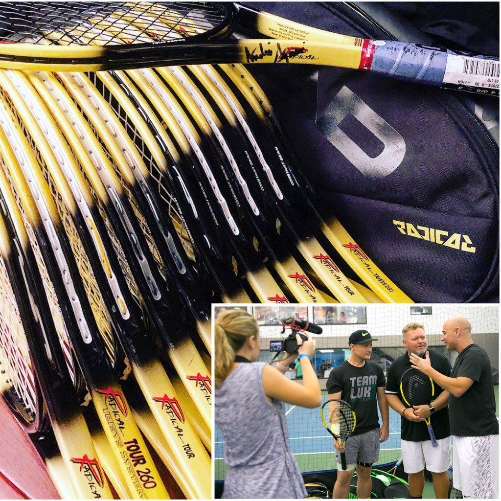 bfraley's tweet image. Yo @head_tennis! Your 25th Anniversary re-release of the Radical is my 1st new racket since jr high (I buy used on eBay). I recently met Agassi &amp;amp; he signed it w/ the shrink wrap still on the handle. Amazing keepsake, but i’ll never hit w/ it now. Help a radical Radical fan?🙏🏻🙏🏻🙏🏻