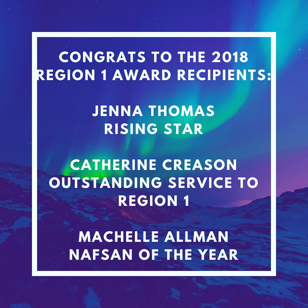 nafsaregion1's tweet photo. We’re excited to announce this year’s #NAFSAR1 award recipients! #NAFSAregion1 #nafsa https://t.co/TSB7fyCOTn