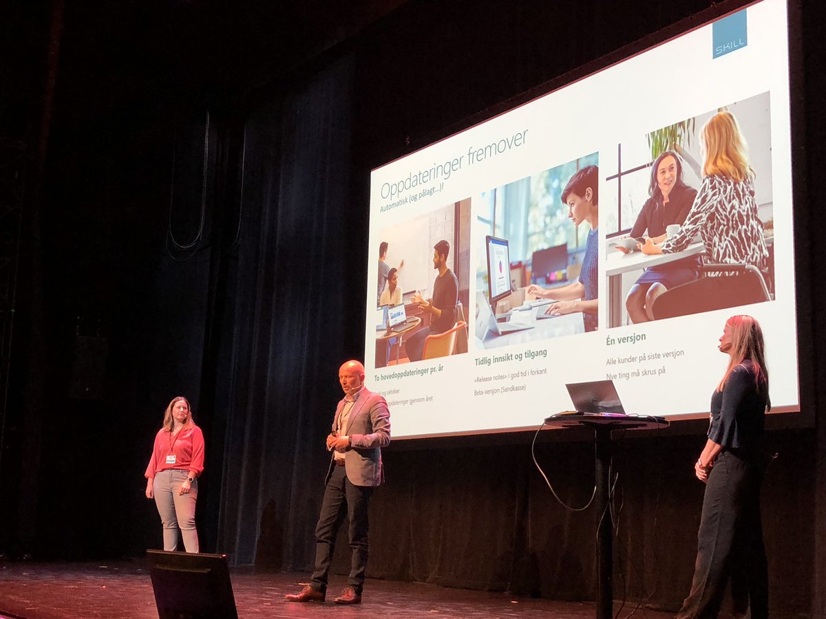 JanVidarElven's tweet photo. Now @ostianl, @UlrikkeAkerbk and Beate Sommer presenting all the new and hot stuff in #Dynamics365 @SkillNorge https://t.co/7N7FmFowQG