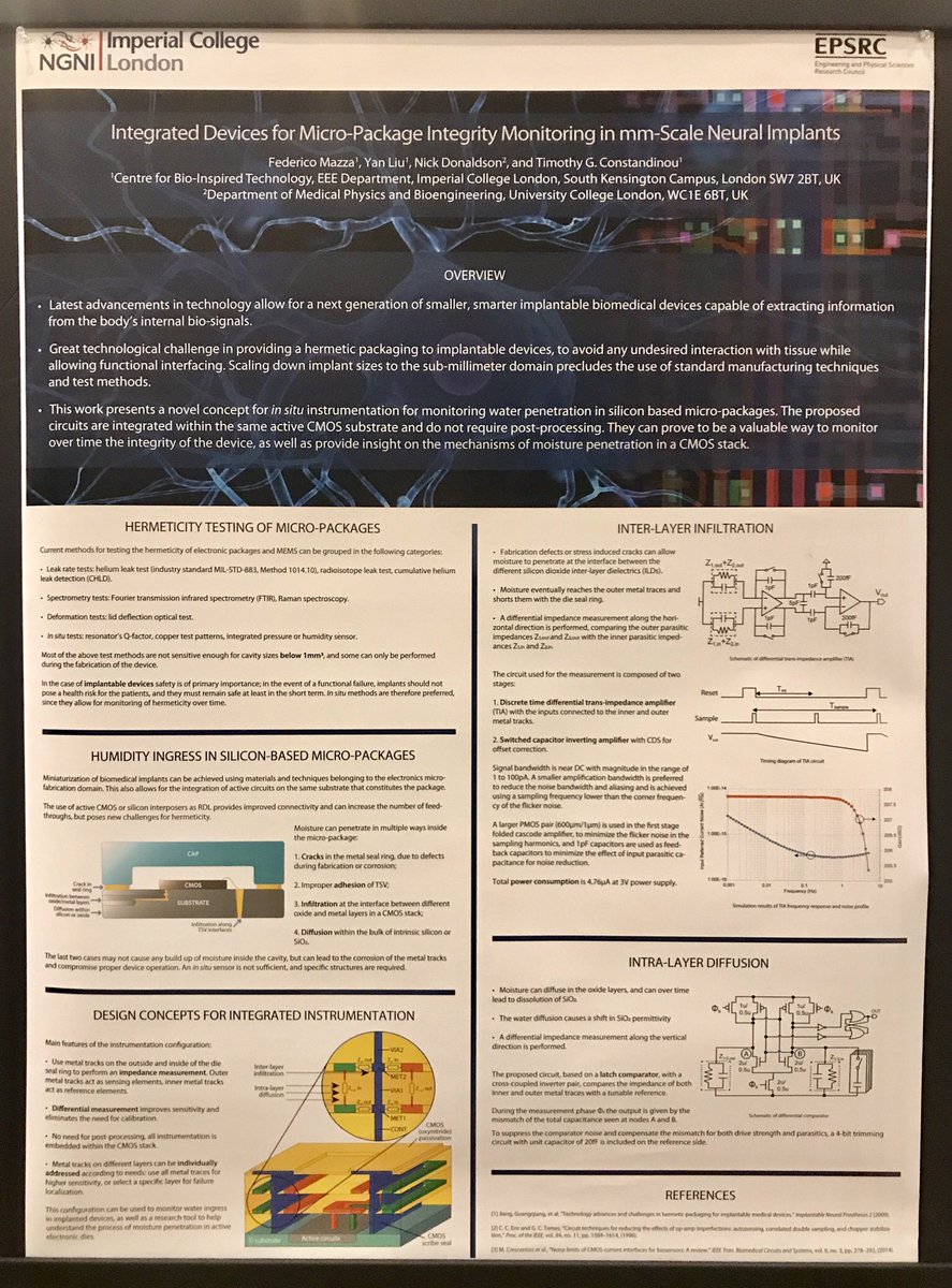 Now at <a href="/IEEEBioCAS/">IEEE BioCAS 2019</a> special session on “Implantable systems for neural interfaces” <a href="/FedericoMazzaIC/">Federico Mazza</a> presents how to do in situ monitoring of integrity/hermeticity in CMOS-based micro/milli-implants #ngni