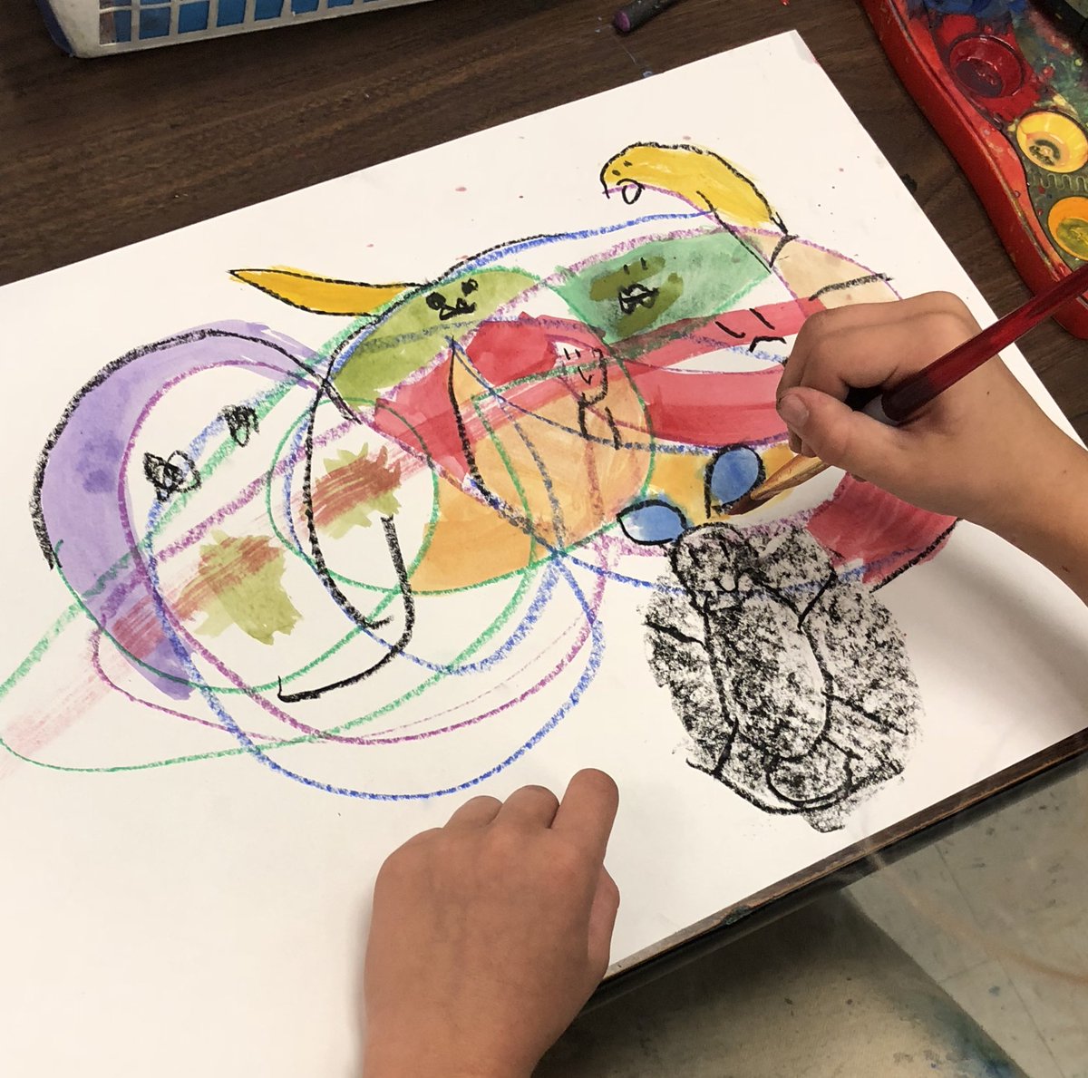 creativity_hive's tweet photo. #AutomaticDrawings inspired by Andre Masson #surrealist #subconsciousMind in 2nd grade with Miss Adams #HowWeExpressOurselves #ColorAndEmotion @rrisdart #k12artchat https://t.co/z53jBkX5Hd