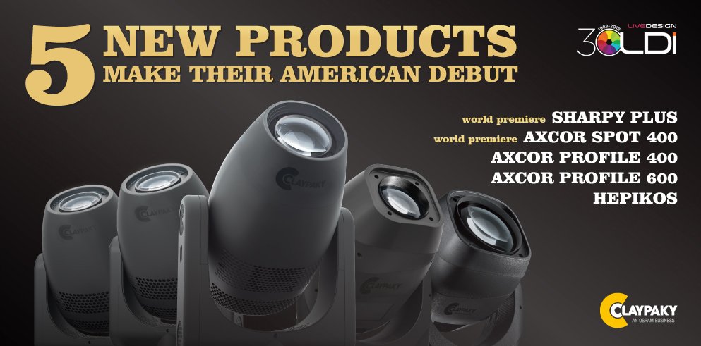 ClayPakyNews's tweet photo. NEW CLAYPAKY PRODUCTS @ LDI 2018 --> https://t.co/Y3zNd1n4Sr
#Claypaky #SharpyPlus #AxcorSpot400 #AxcorLEDFamily #Axcor #Hepikos #LDI2018 #LasVegas https://t.co/SXYI3v2yCR