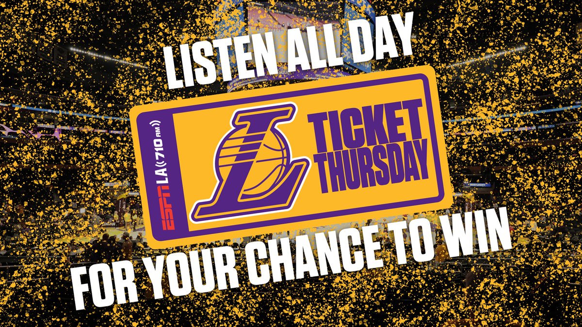 ESPNLosAngeles's tweet photo. Listen all day for your chance to WIN @Lakers tickets on the home of the #LakeShow, ESPNLA 710 📻 https://t.co/Wda75IMccI https://t.co/dybWAl1vWL
