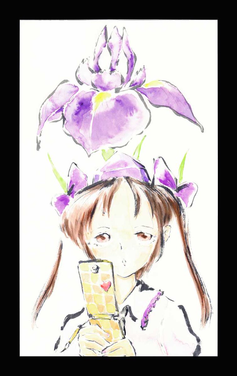 Ya V Twitter 告知5 合同企画 東方花札合同 百華蒐集 F くれなゐ Fkurenai さま主催 紅楼夢 C 22b 花札をモチーフにした48枚セットのイラスト企画です 自分は菖蒲のカス札担当で 姫海棠はたてを墨と透明水彩で描かせていただきました 紅楼夢 紅