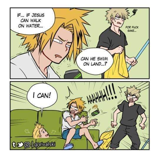 Kacchan_sMuse's tweet photo. Credits to the artist: @vivalski 😂
#Kaminari #Denki https://t.co/Ek1yWNEcqO