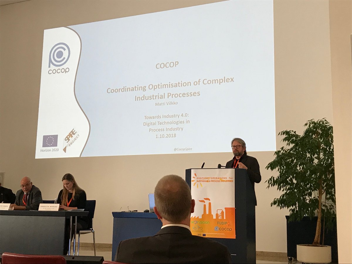 COCOP presents the goals and first outcomes of the project in the “Digitilised Operations for Sustainable Process Industries” workshop #DigOp2018
<a href="/MONSOON_EU/">MONSOON Project</a> <a href="/FUDIPO_EU/">FUDIPO</a> <a href="/CoPro_Project/">CoPro Project</a> @spire2030 <a href="/EU_H2020/">Horizon 2020</a>