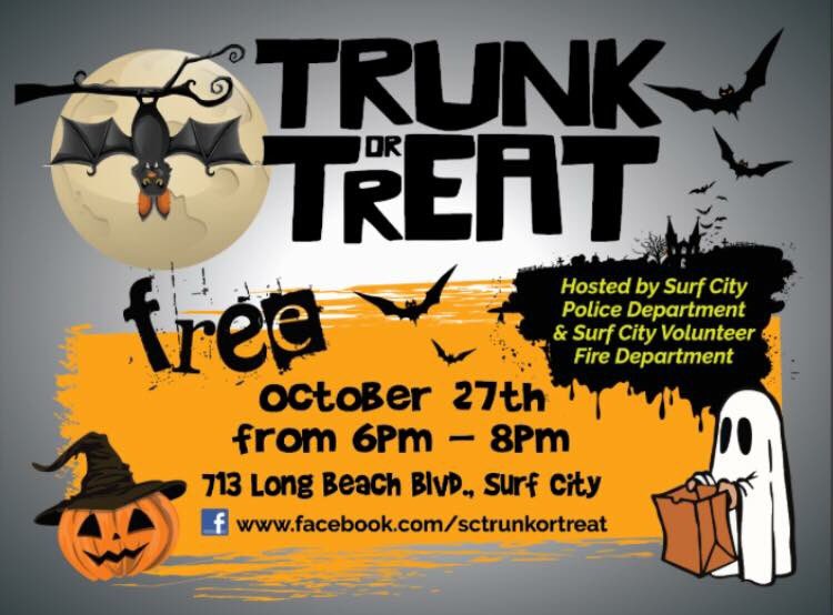 Be sure to bring your little ones over to our 4th Annual Trunk or Treat on Saturday, October 27th from 6pm-8pm. There will be lots of trunks, lots of candy, and most importantly, lots of FUN to be had! <a href="/surfcityfire/">Surf City Fire Co.</a>