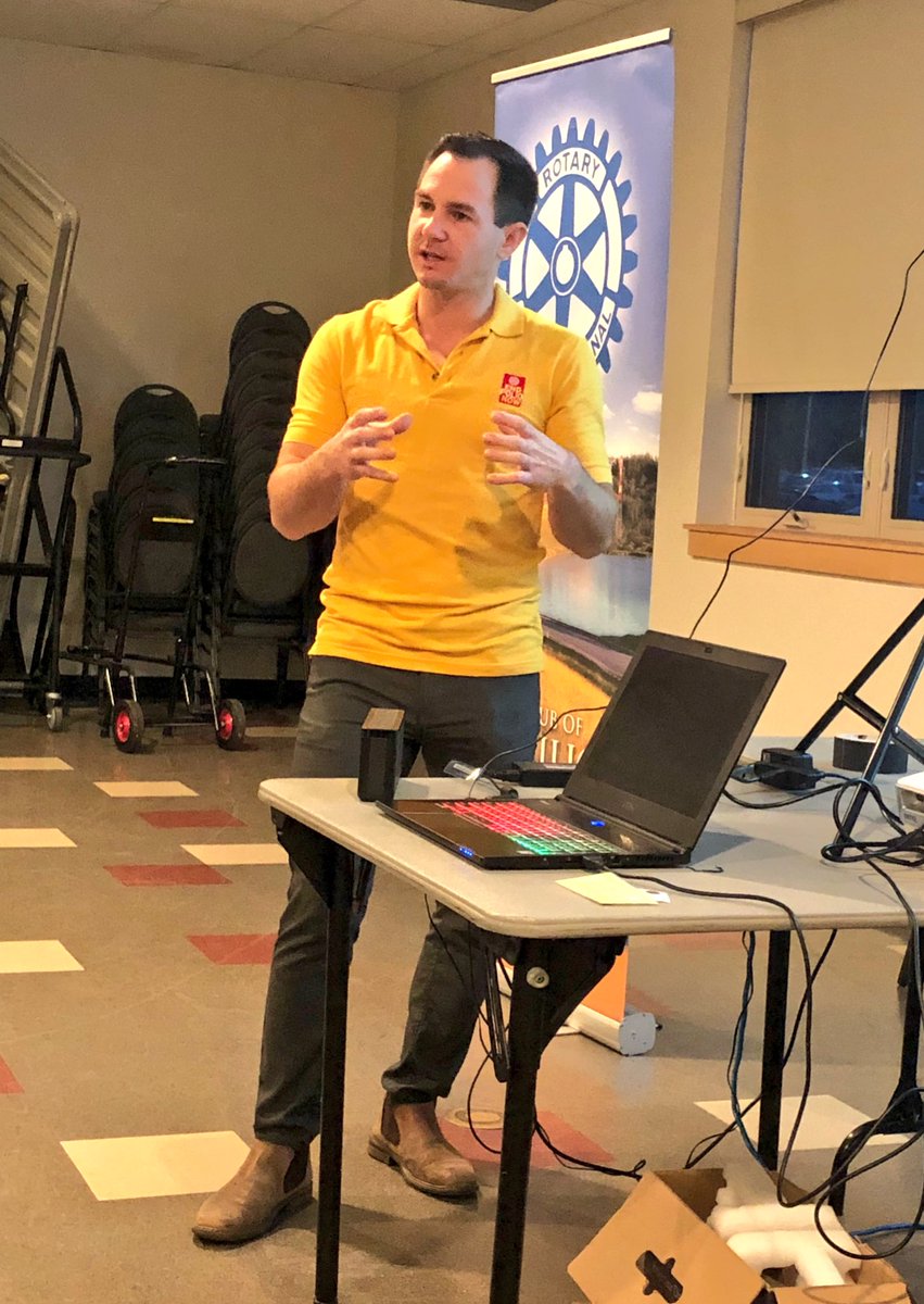 RichardStarke's tweet photo. One word—amazing. 
Lloydminster Rotarian Jason Whiting connected the @RotaryVermilion Club Meeting with Pakistan’s National Polio Eradication Program Azim Memon via Skype. Progress is being made—polio now restricted to only 3 countries. @whitingjj @rotaryintl @EndPolioNow https://t.co/84QuNFkXxX