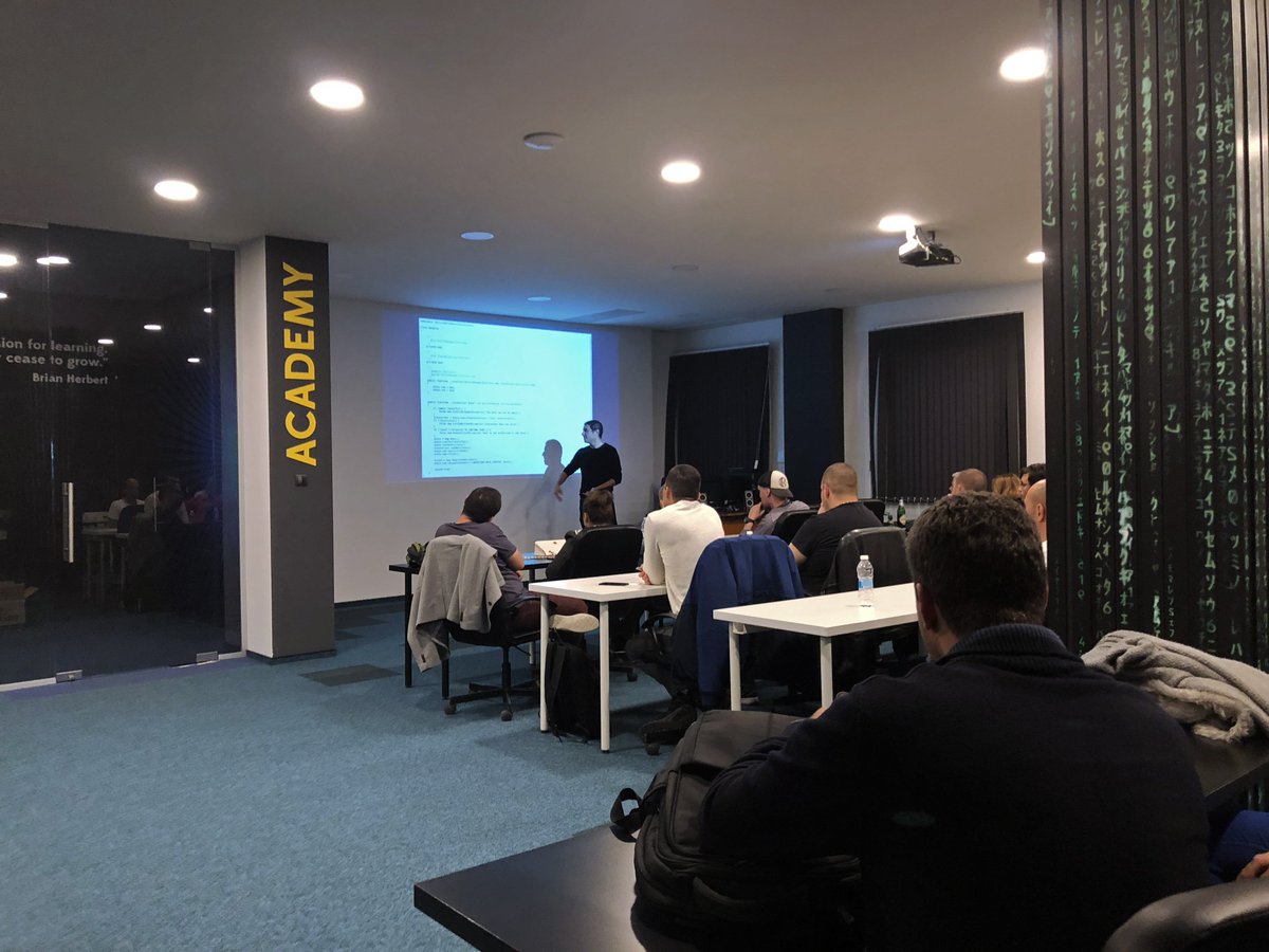 LaravelBG's tweet image. Yesterday&apos;s meetup was awesome. We want to thank @mkosturkov for the interesting talk and @MentorMate for being such a wonderful host. @PHPRoundtable Тhanks to you, one man has a new #elePHPant pet! :)