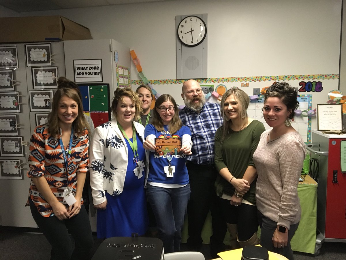 LinnElemLibrary's tweet photo. To start today’s in-service, we had a breakout box activity that was so fun and engaging! Looking forward to seeing how our teachers use this great resource to engage our Linn Lions! https://t.co/mSKo5YlnSx