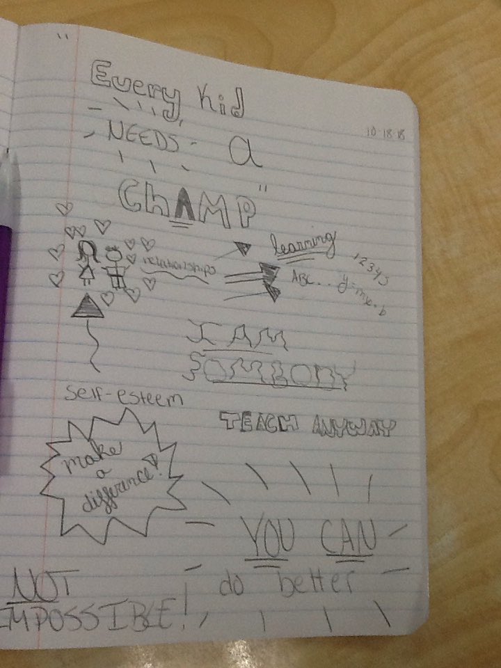 NextGreatThingx's tweet photo. We are sketchnoting Rita Pierson's @TEDTalks today in #AICEThinking. #studyskills
Very impressed with first efforts #CCPSsuccess https://t.co/OMip670hQV