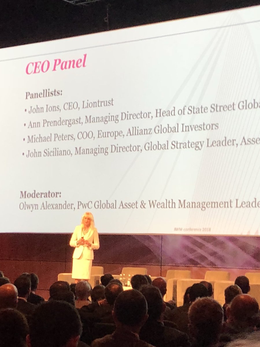 Mary_Ruane's tweet image. What will the future of the #AWM industry look like? Find out with our CEO panel chaired by @PwC’s @OlwynAlexander, with John Ions, Anne Prendergast and Michael Peters! #pwcawm18