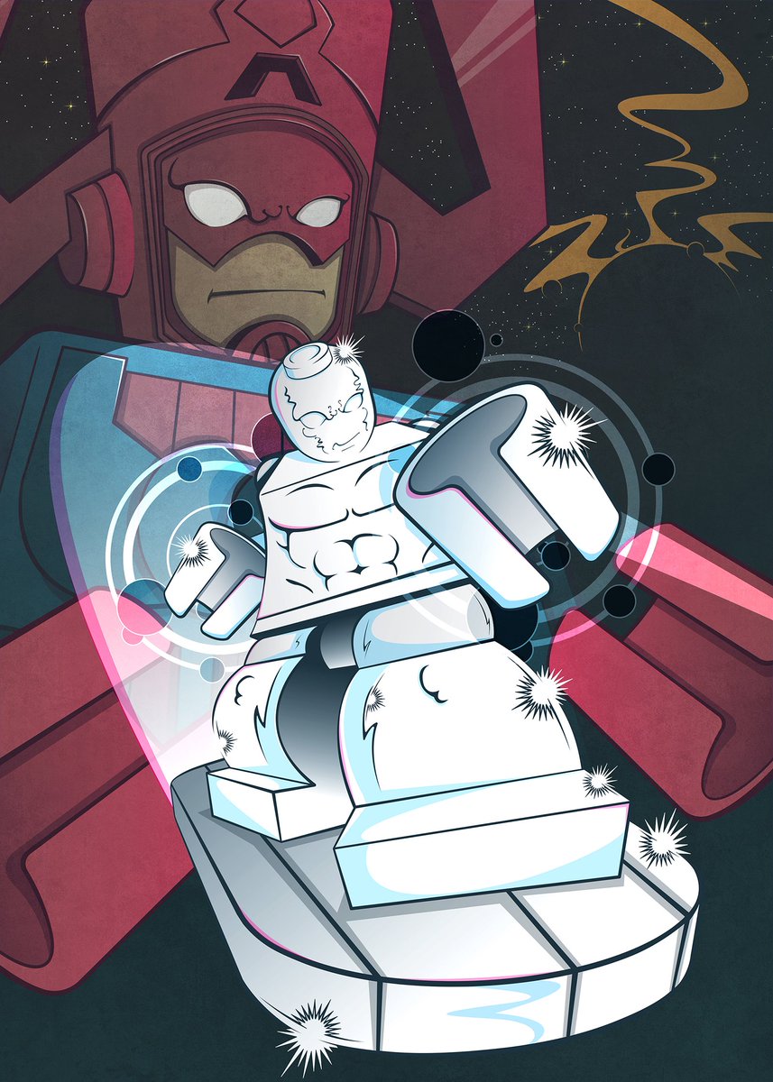 TCKstudios's tweet photo. I "Lego-ized" Silver Surfer and Galactus. #LEGO #Marvel #illustration #vectorart https://t.co/0eM0gfVJGD