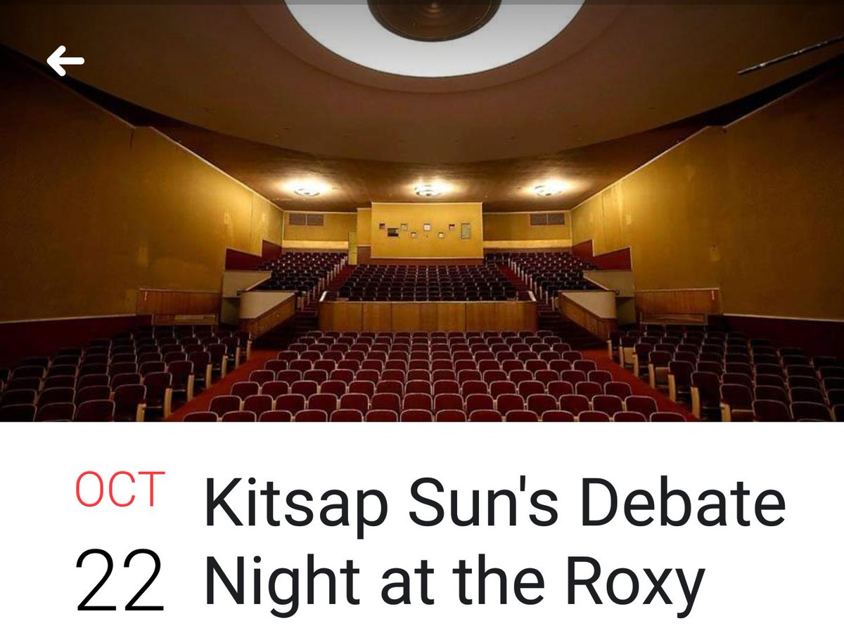 RepJesseYoung's tweet image. Join me and other Candidates from the 26LD for Kitsap Sun's 
Debate Night
Monday October 22nd
6:30PM to 8:30PM
The Roxy Theatre 
270 4th St, Bremerton
@KitsapTP  @NavalBaseKitsap @KitsapGOP @KitsapSun 
#waelex #votered #26LD 
@Vote4MartyWA @MichelleCaldier