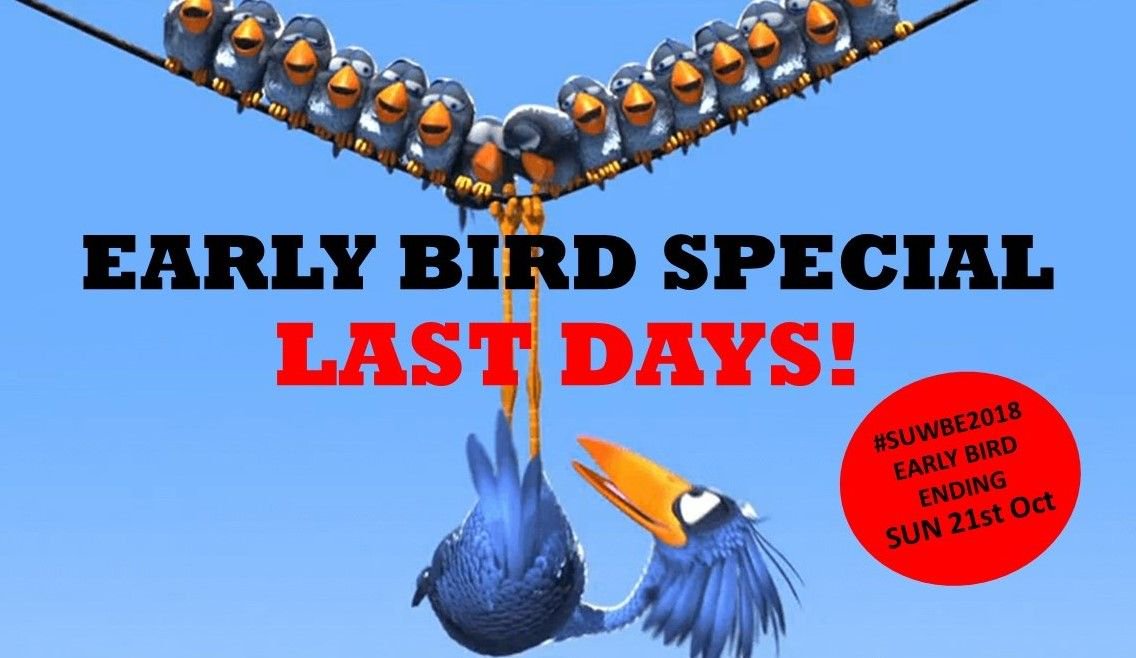 suwBE's tweet photo. DON'T MISS OUT YOUR #SUWBE2018 EARLY BIRD DISCOUNT! Sales end on Sunday, 21st October! Get your ticket now: https://t.co/TvvdNSyx9B https://t.co/Z2QYz1ywR0