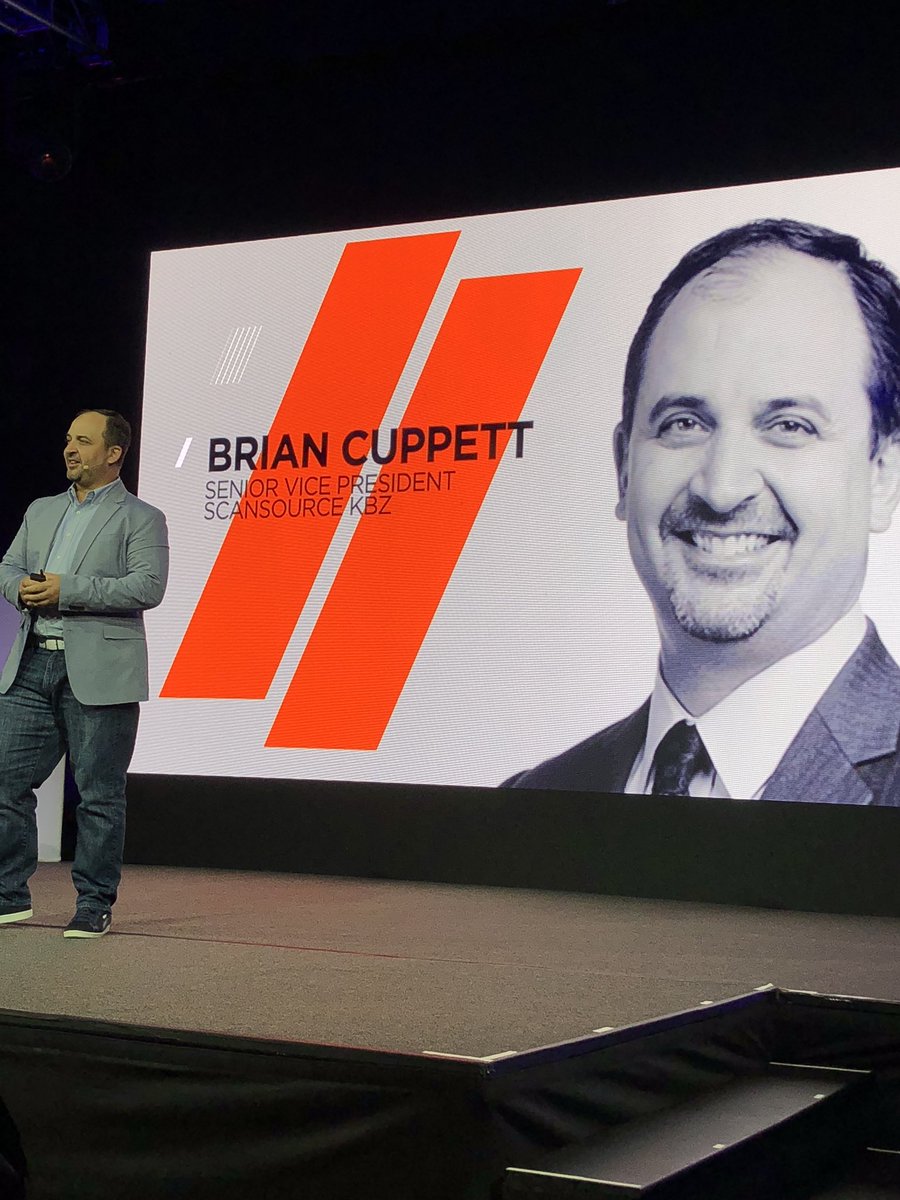 ScanSource's tweet photo. “Ask yourself, ‘Can @ScanSource do that for me?’” The answer is, yes! So much excitement coming out of #1Comm2018! @ScanSourceBrian #CompleteSolutions #CustomerExperience https://t.co/4YkH08LTie