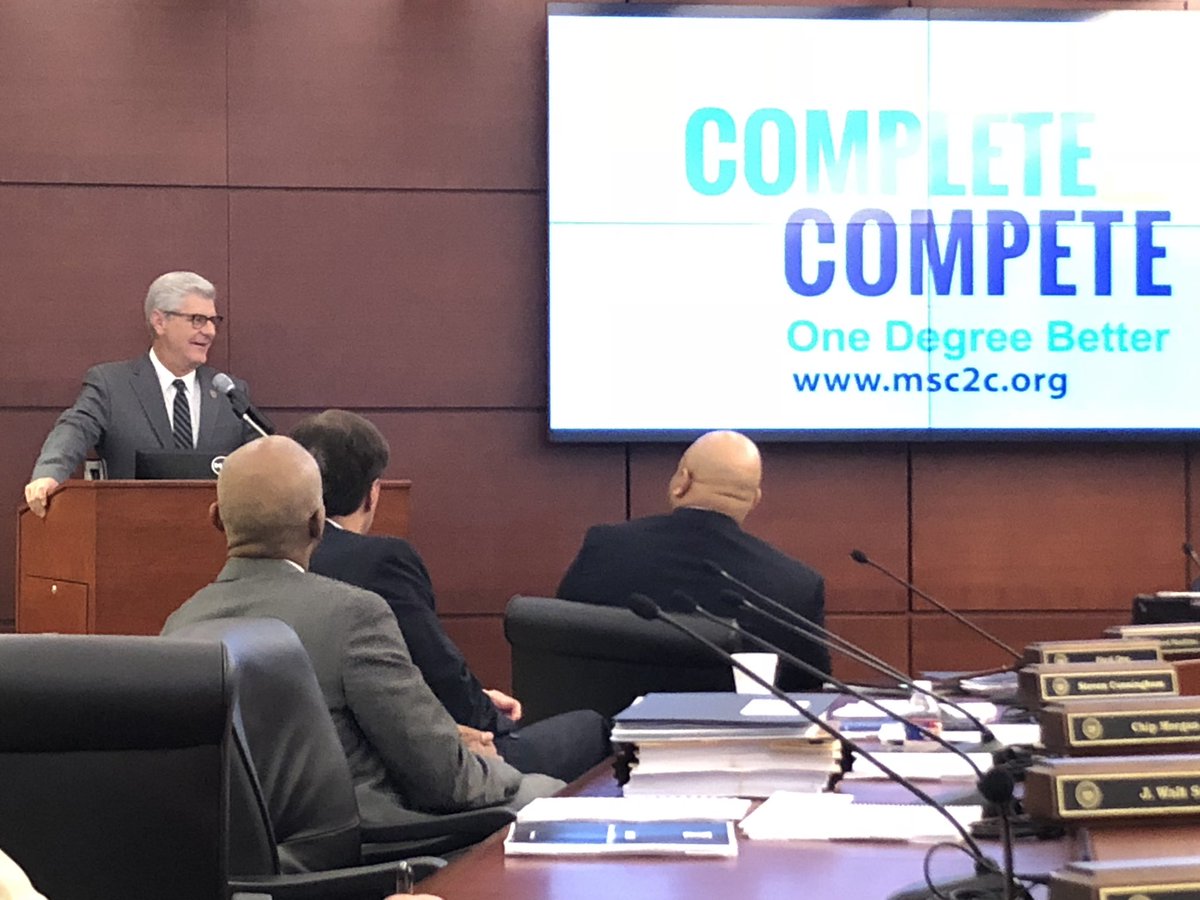 JeffVitter's tweet photo. Great kickoff @MSPublicUniv IHL mtg with first year birthday celebration of #Complete2Compete program, which has already awarded 486 college degrees to date. Thx Gov @PhilBryantMS, IHL, and colleges & univs across MS for the ongoing effort! https://t.co/Pwny5uuvt4