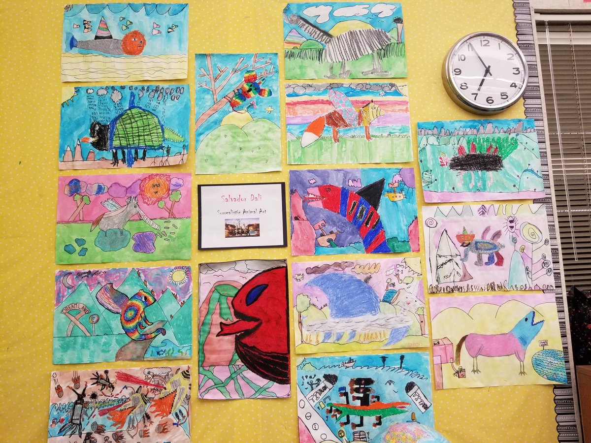 MsFailRoom30's tweet photo. @ArtInAction projects on Salvador Dali. Surrealistic Animals based on Dali's work with animals. #MDUSD #MDEEagles https://t.co/jRWuO3Qzmq