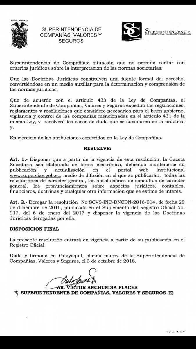 aljoseparedes's tweet image. Para los que no creían posible.. regresan las #Doctrinas de la #SCVS no sé si ayude o entorpezca los procesos societarios a nivel nacional. Hace falta un lineamiento claro que permita concentrar un so criterio societario. Qué te parece @mtrujari