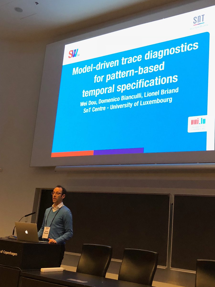 lionel_c_briand's tweet photo. Domenico is presenting the last piece of work from Wei Dou’s PhD thesis at #model18: “Model-driven trace diagnostics for pattern-based temporal specifications”. Work done in collaboration with the Luxembourg’s government IT center. https://t.co/oEXogVZ168