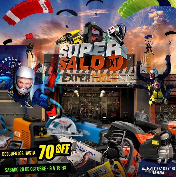 expertoolsxt's tweet image. 🔥Se viene un Nuevo #SuperSaldoXT🔥
🗓️Sábado 20 de Octubre de 9 a 18hs.
📍Av. 44 e/ 137 y 138. Zona Los Hornos.
Enorme cantidad de Máquinas y Herramientas con detalles mínimos.
😲DESCUENTOS Impresionantes de hasta 70%😲
👉Descuentos sólo en EFECTIVO.