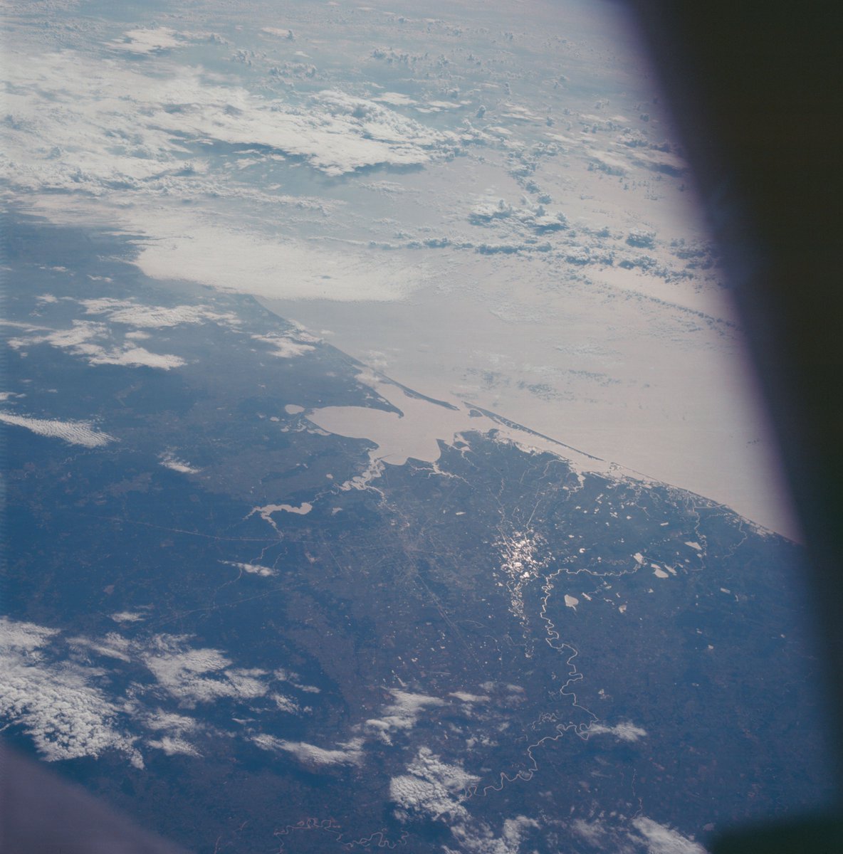 NASAJohnson's tweet photo. On their sixth day in space, the crew of Apollo 7 continued their mission with another burn of the Service Propulsion System, reviewed news stories passed up from the ground, hosted another live TV broadcast, photographed the United States and more. https://t.co/QAcbwwVOmt https://t.co/m9AL0Fpjj8