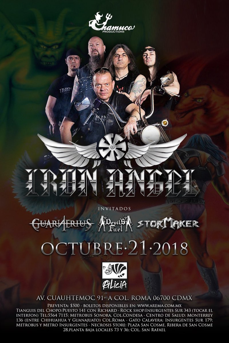 Guarneriusmetal's tweet photo. ¡Éste domingo amigos! Los esperamos. Única fecha de #IronAngel en México. Set de #Guarnerius preparado con temas no interpretados en vivo en #CDMX antes y compartiendo escenario con las excelentes agrupaciones nacionales #DevilSFuel y #Stormaker. 21 de Octubre en #ForoAlicia https://t.co/Fz9rSu7w57