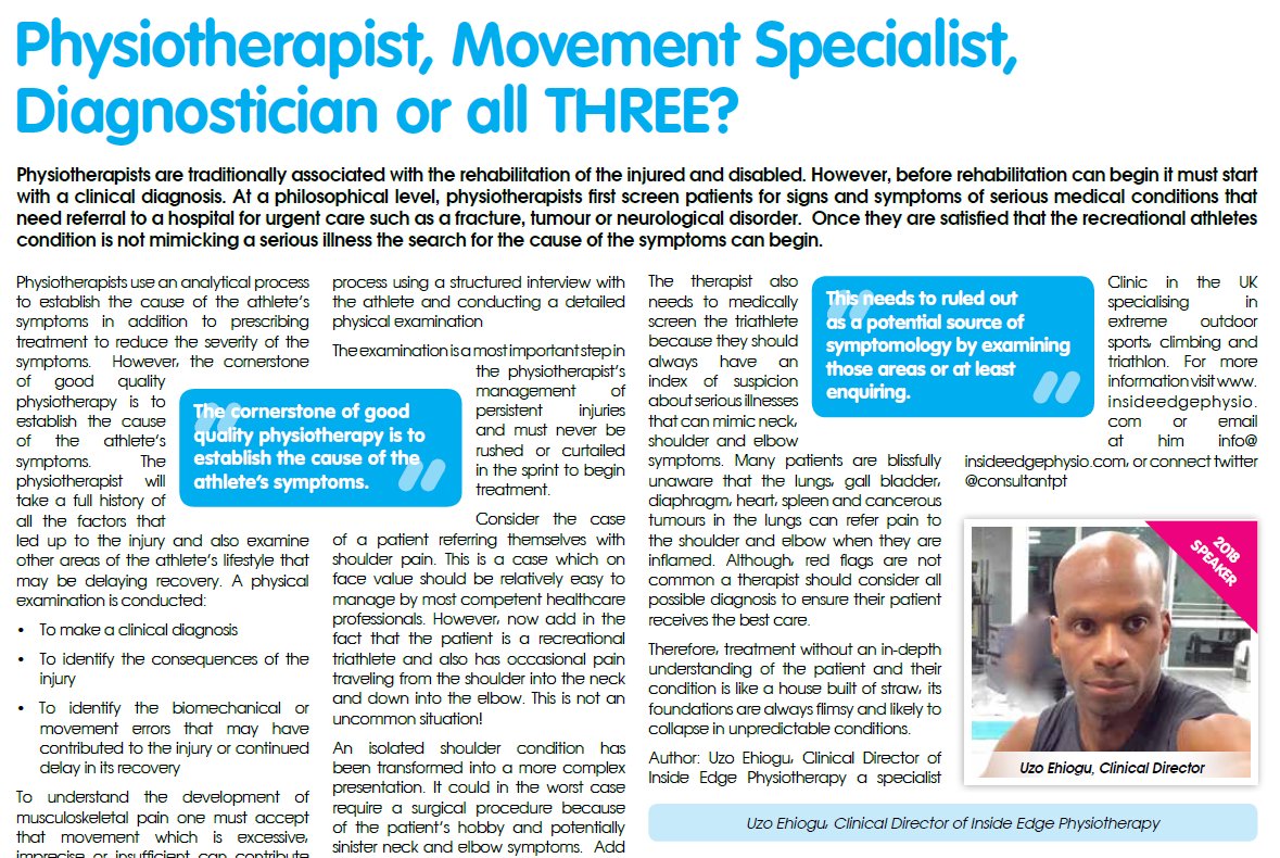 TherapyShowUK's tweet photo. Another excellent article from @consultantPT - Physiotherapist, Movement Specialist, Diagnostician or all three? - DOWNLOAD your copy here https://t.co/j2W708QrVB #treatment #understaning #patient #symptoms https://t.co/DF6TFj2VcX