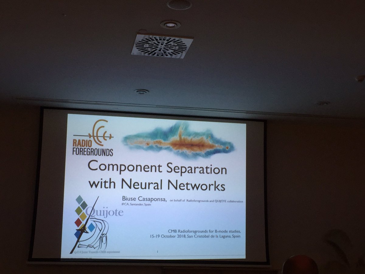 cmbearg's tweet photo. Biuse Casaponsa (@radioforeground project) presents her component separation method that it has been used in QUIJOTE (@QuijoteCMB). #cmbforegrounds18 https://t.co/PRfz6nYpRO