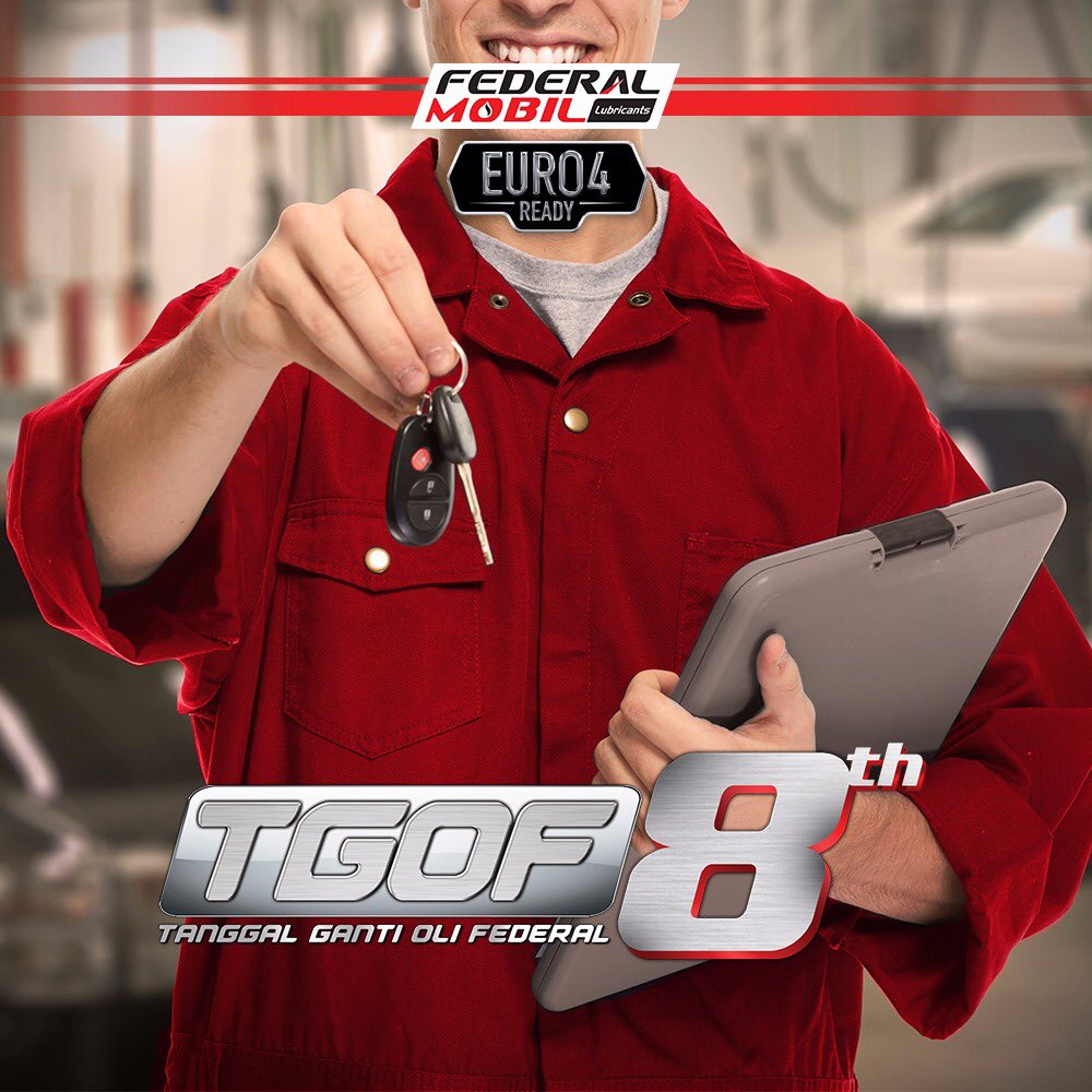 Ayo ganti oli lo sekarang juga dengan #FederalMobilLubricants di hari terakhir #TGOF. Berkendara makin pede dengan oli Federal Mobil yang sudah siap mendukung standar emisi Euro 4.

#TanggalGantiOliFederal
#ChangeOnThe8th
#DriveSmartSaveTheEarth