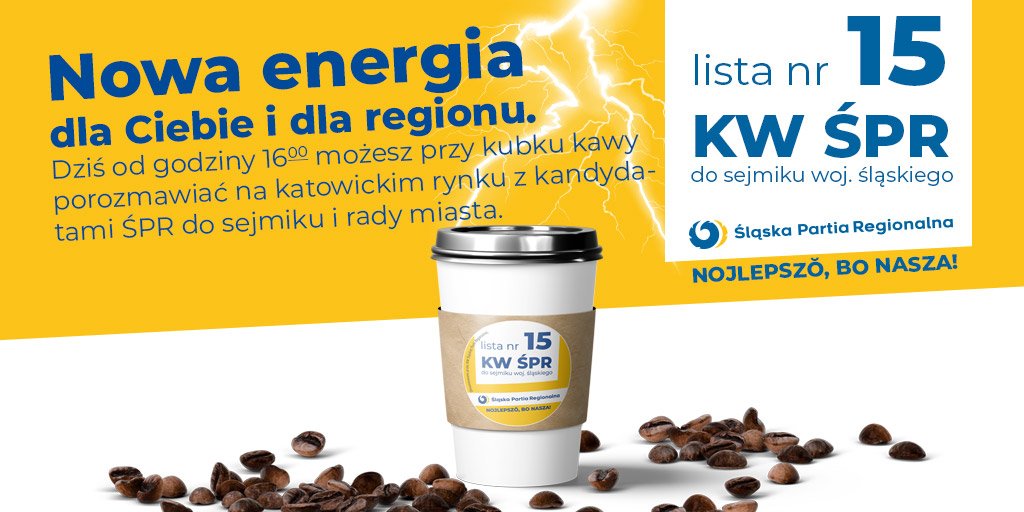 ➡️ Nowa energia dla Ciebie i regionu❗
➡️ KW ŚPR - lista nr 15❗
Dziś od godz. 16.00 na katowickim rynku zapraszamy na kawę z kandydatami ŚPR do sejmiku i rady miasta.
#ŚPR #KWŚPR #lista15 #wybory2018 #nojlepszo #dlaŚlaska