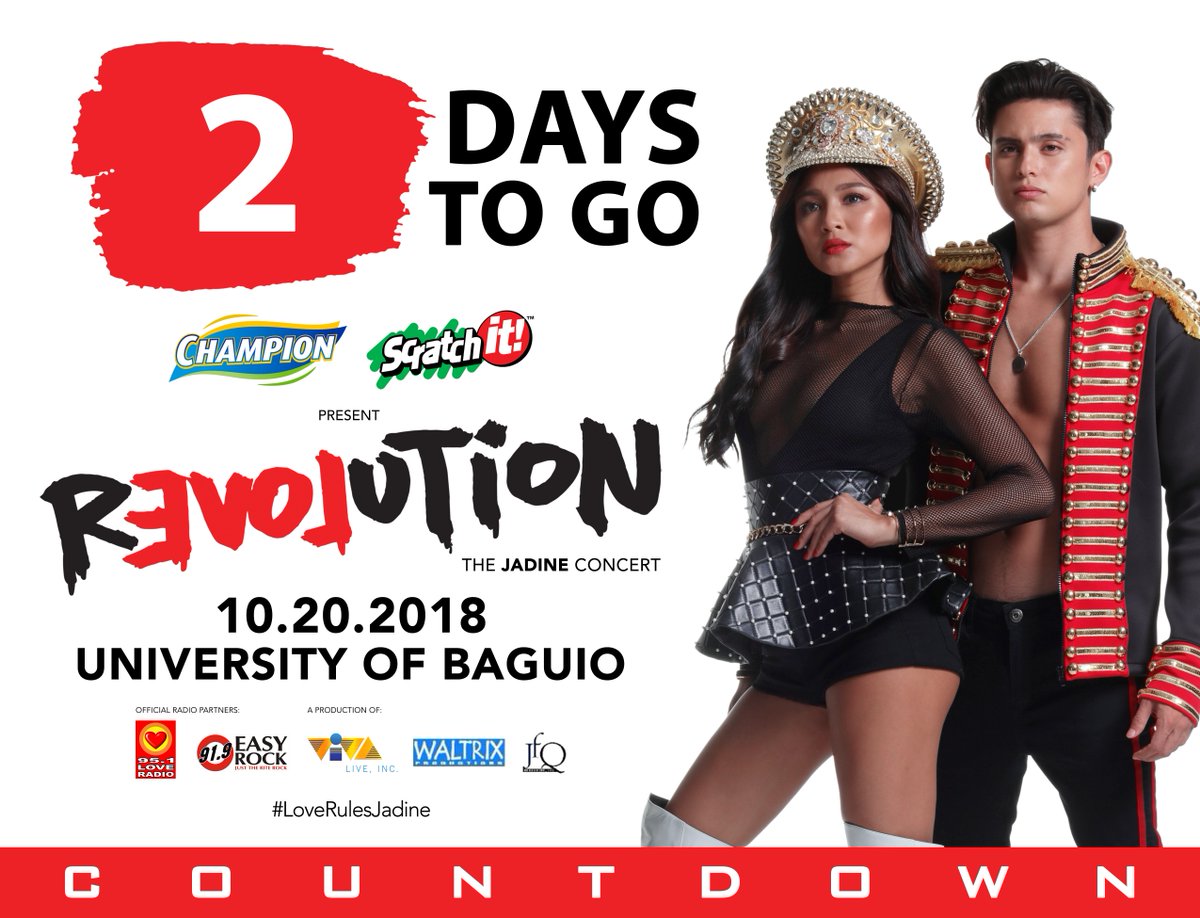 vaa_live's tweet photo. Baguio! Are you ready for the Multimedia Love Team?

REVOLUTION: The JaDine Concert
Philippine Tour
October 20 at the University of Baguio

With guests, Sam Concepcion, Bret Jackson, &amp; the Gforce dancers. 

For tickets call SM Tickets at 470-2222

#LoveRulesJaDine https://t.co/Xr1smrkmTP